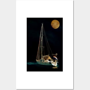 Anchored Under A Full Moon Posters and Art